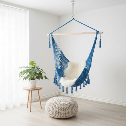 Wiszący fotel hamakowy w stylu boho