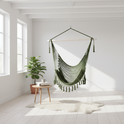 Wiszący fotel hamakowy w stylu boho